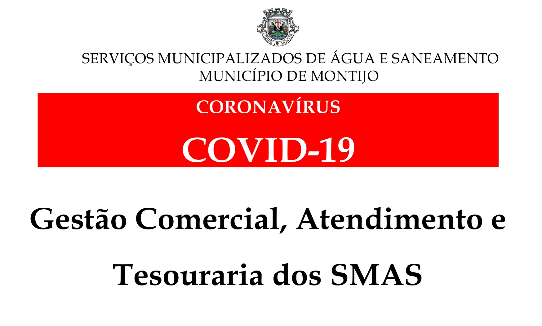 Gestão comercial, Atendimento e Tesouraria dos SMAS reabrem a 3 de janeiro