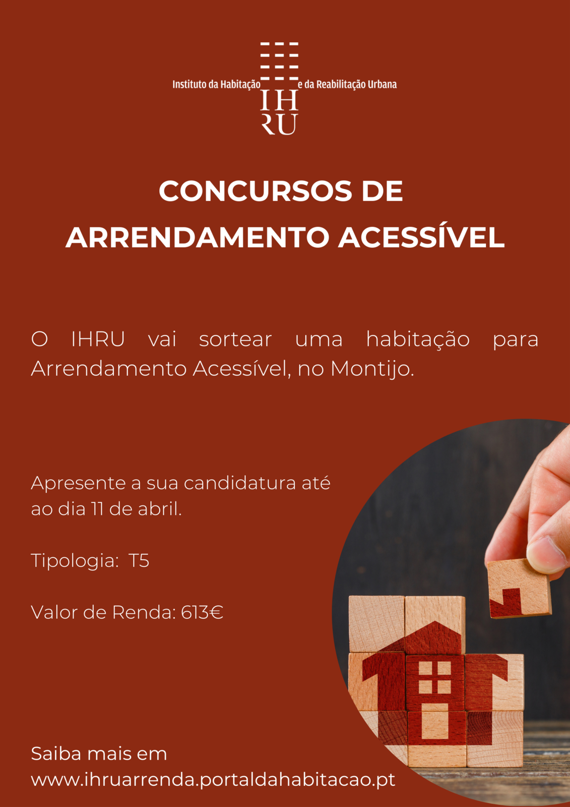 IHRU irá sortear 1 habitação em Arrendamento Acessível no Montijo